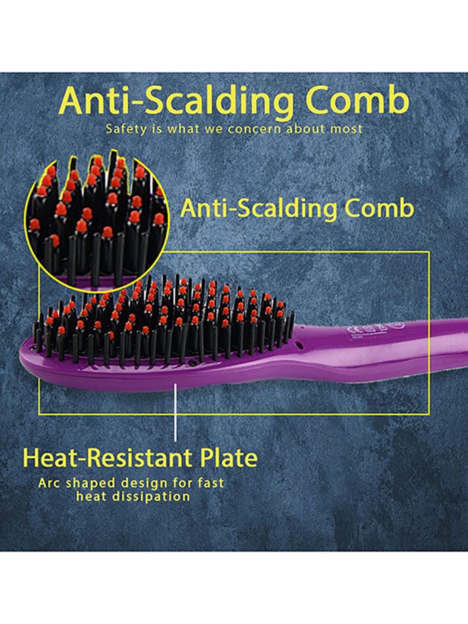 iGRiD IG-1099 Ionic Hair Straightener Brush with Ceramic Coating Plate (Purple)