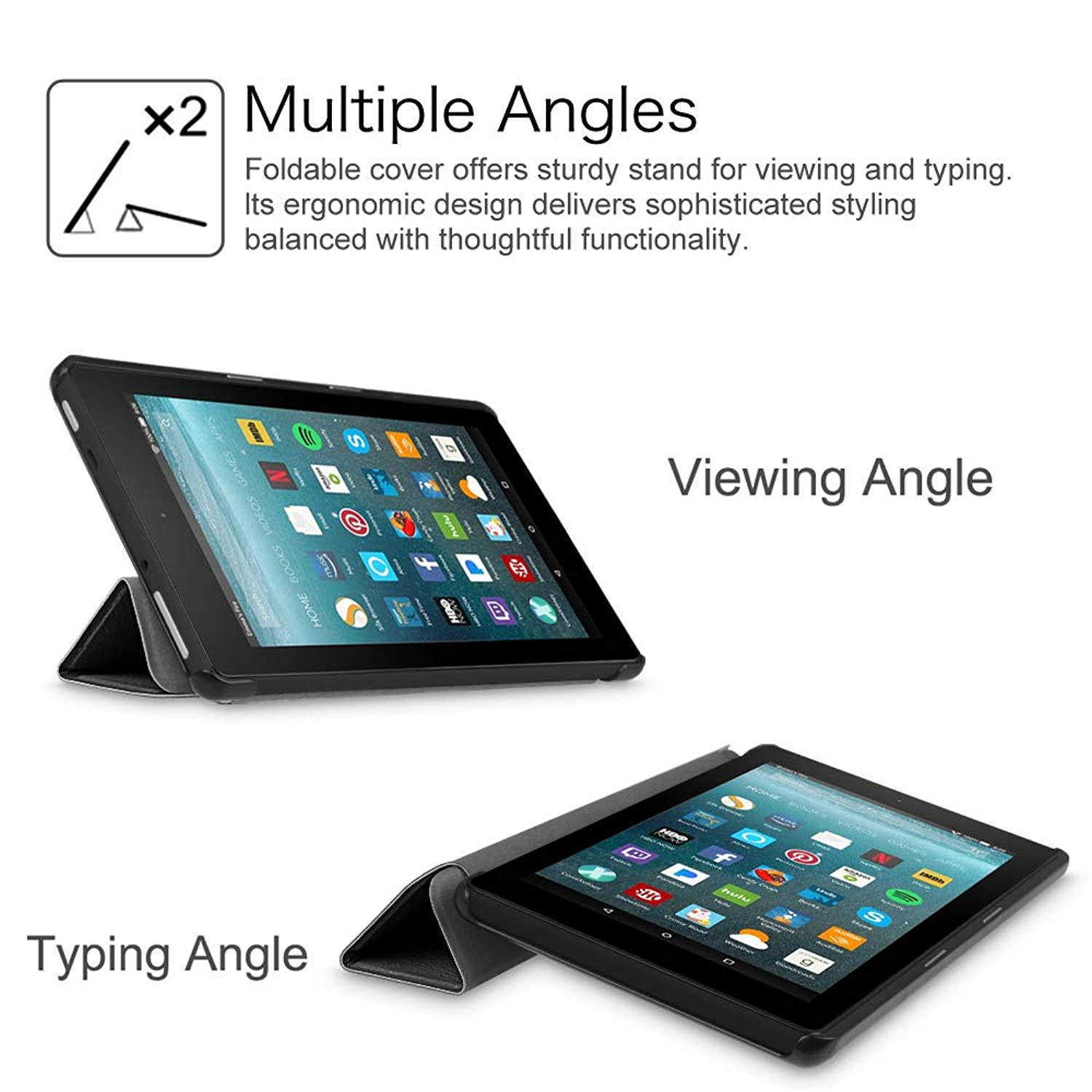 Fintie Slim Case for Amazon Fire 7 Tablet (Previous Generation - 7th, 2017 Release), Ultra Lightweight Slim Shell Standing Cover with Auto Wake/Sleep, Black