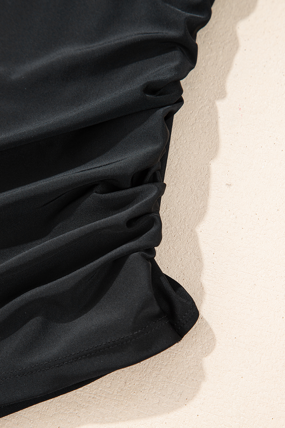 Black Plant Print Zip Front Half Sleeve One Piece Swimsuit