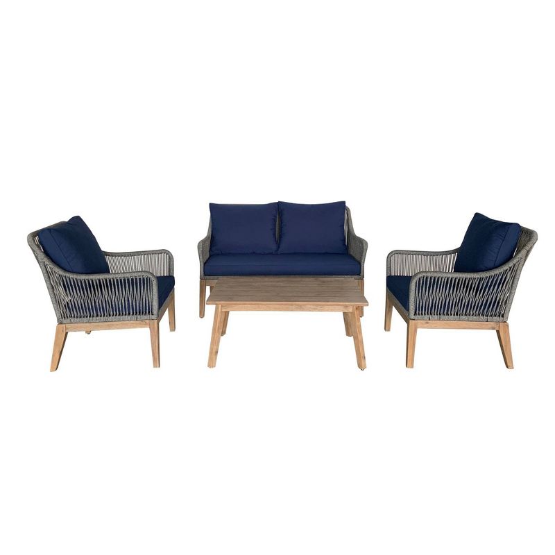 4pc Outdoor Conversation Set with Cushions - Navy - TK Classics