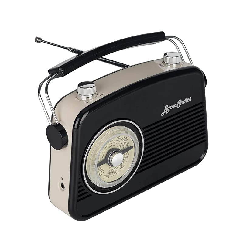 Portable Radio AM FM, Vintage Retro Radio with Built in Speakers, Best Reception and Longest Lasting, Power Plug or 1.5V AA Battery (Black)