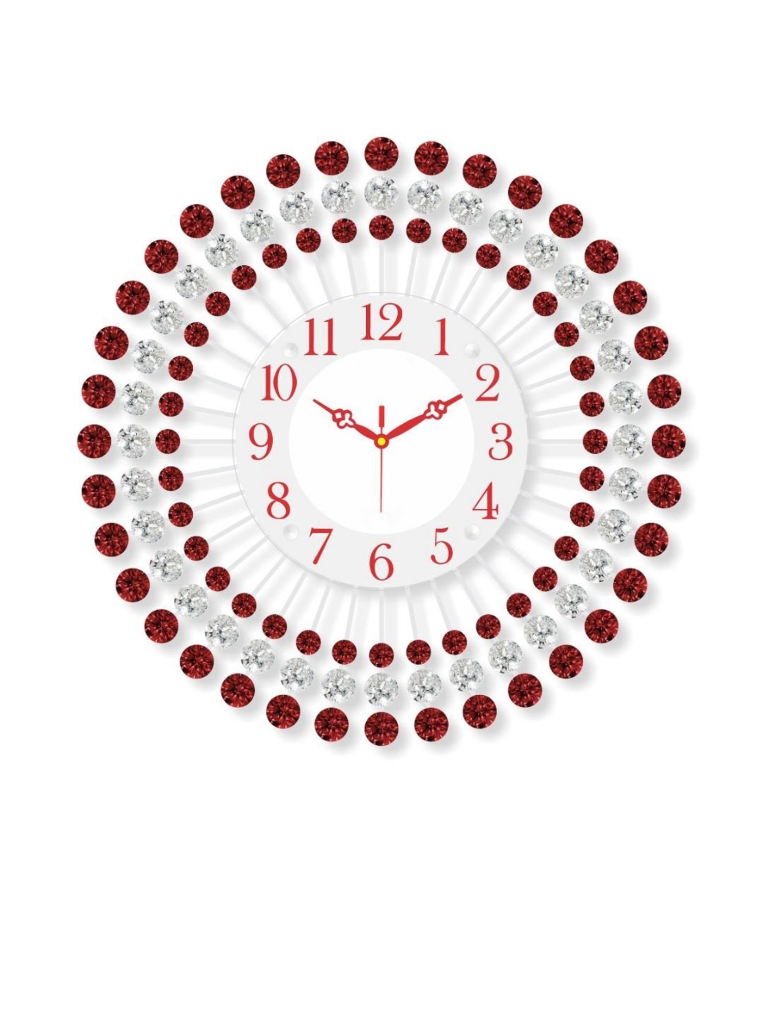 CHRONIKLE Round Embellished Red Iron Wall Clock