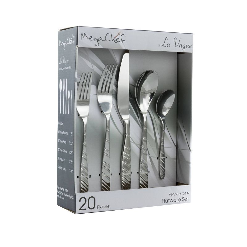 20pc Stainless Steel La Vague Silverware Set Silver - MegaChef