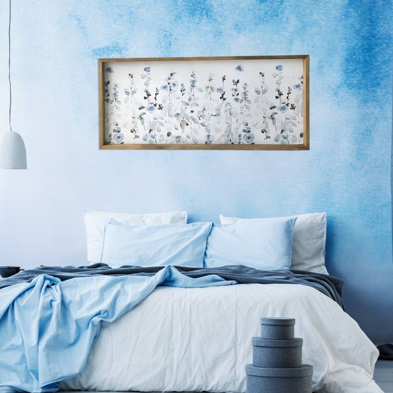 19" x 45" Garden Wood Framed Wall Canvas Soft Blue - Gallery 57