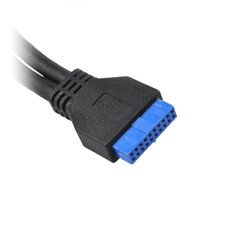 50cm Dual Port USB 3.0 to Motherboard Mainboard 20pin Header Adapter Cable w/ Rear PCI Bracket Panel,20-pins to 2 X USB A Female