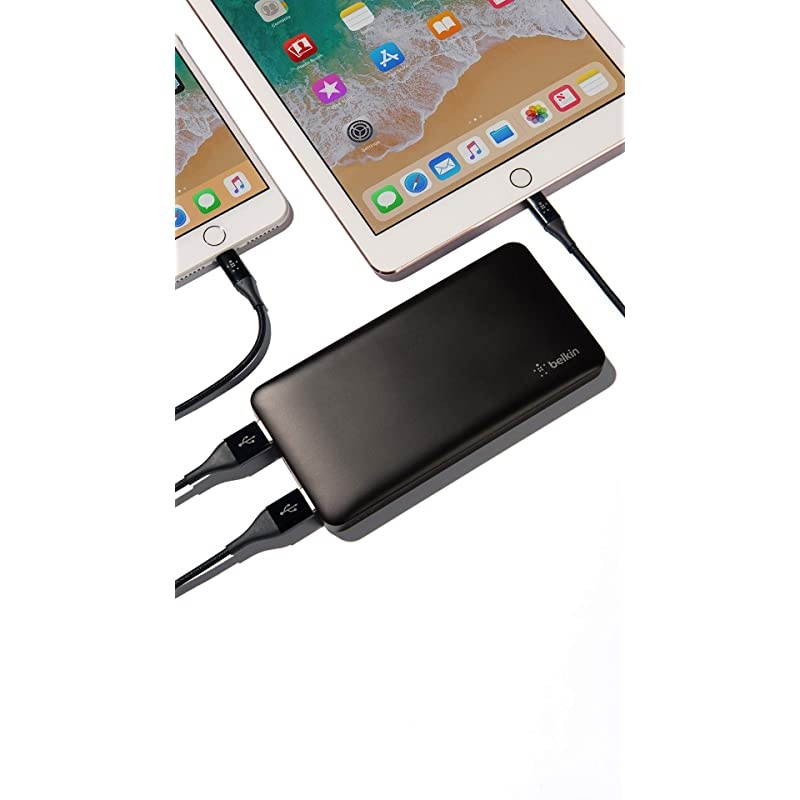 Pocket Power 10K Power Bank (Portable Charger for iPhone, Samsung Galaxy, Google Pixel 3 , Apple Watch and more), Black, 10,000mAh (F7U020btBLK)