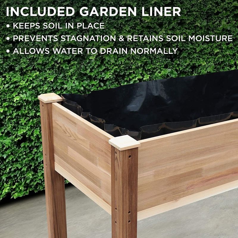 Jumbl Raised Canadian Cedar Garden Bed | Elevated Wood Planter for Growing Fresh Herbs, Vegetables, Flowers, Succulents & Other Plants at Home | Great for Outdoor Patio, Deck, Balcony | 34x18x30"