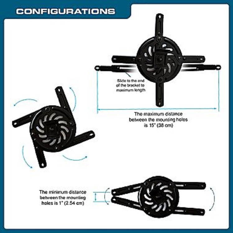 QualGear&reg; QG-PM-002-BLK-S Universal Projector Ceiling Mount, Short, Black