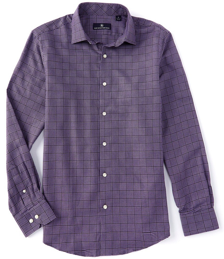 Hart Schaffner Marx Long Sleeve Spread Houndstooth Check Sportshirt