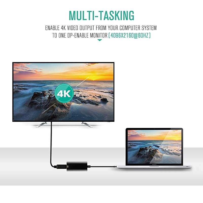 USB TypeC to DPDisplayPort Adapter for MacBook Pro Google Chromebook Samsung Galaxy S8 Support up to 4K 60Hz Resolution Video Output Thunderbolt 3 Compatible