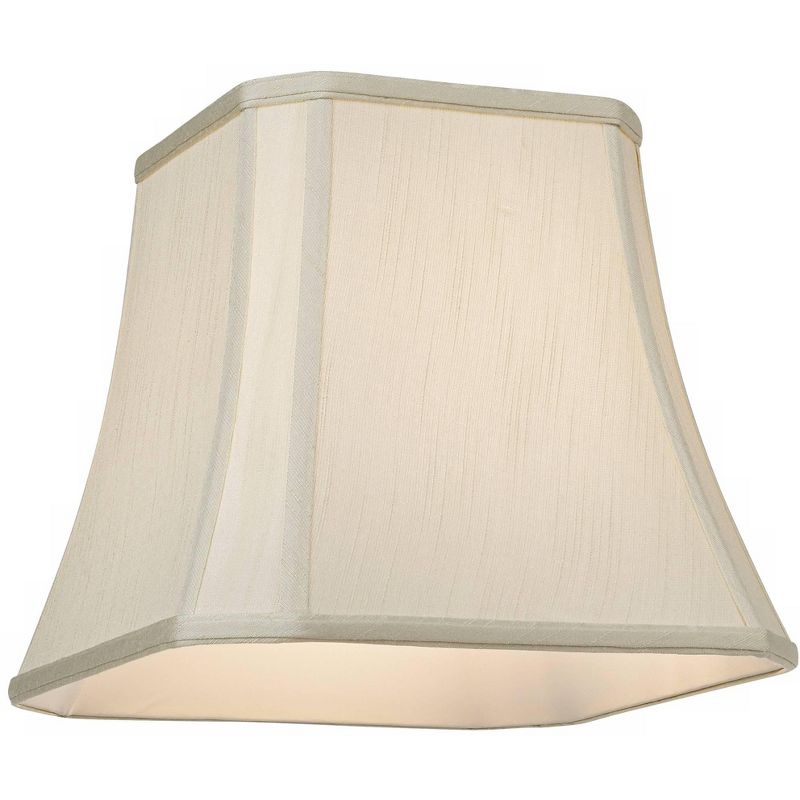 Imperial Shade Creme Small Square Cut Corner Lamp Shade 8" Top x 12" Bottom x 11" Slant x 10.5" High (Spider) Replacement with Harp and Finial