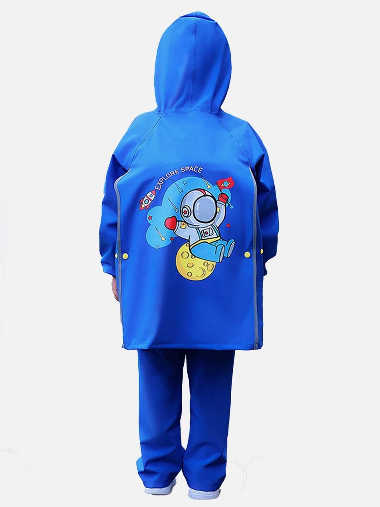 Little Surprise Box Kids Blue Printed Full Sleeves Raincoat