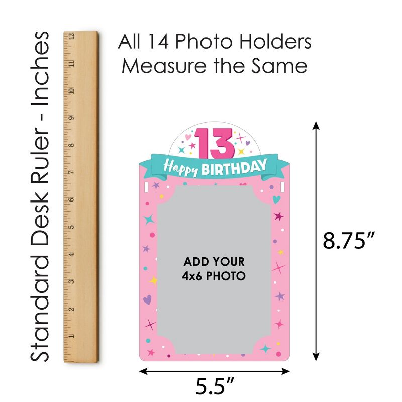 Big Dot of Happiness Girl 13th Birthday - DIY Official Teenager Birthday Party Decor - Picture Display - Photo Banner