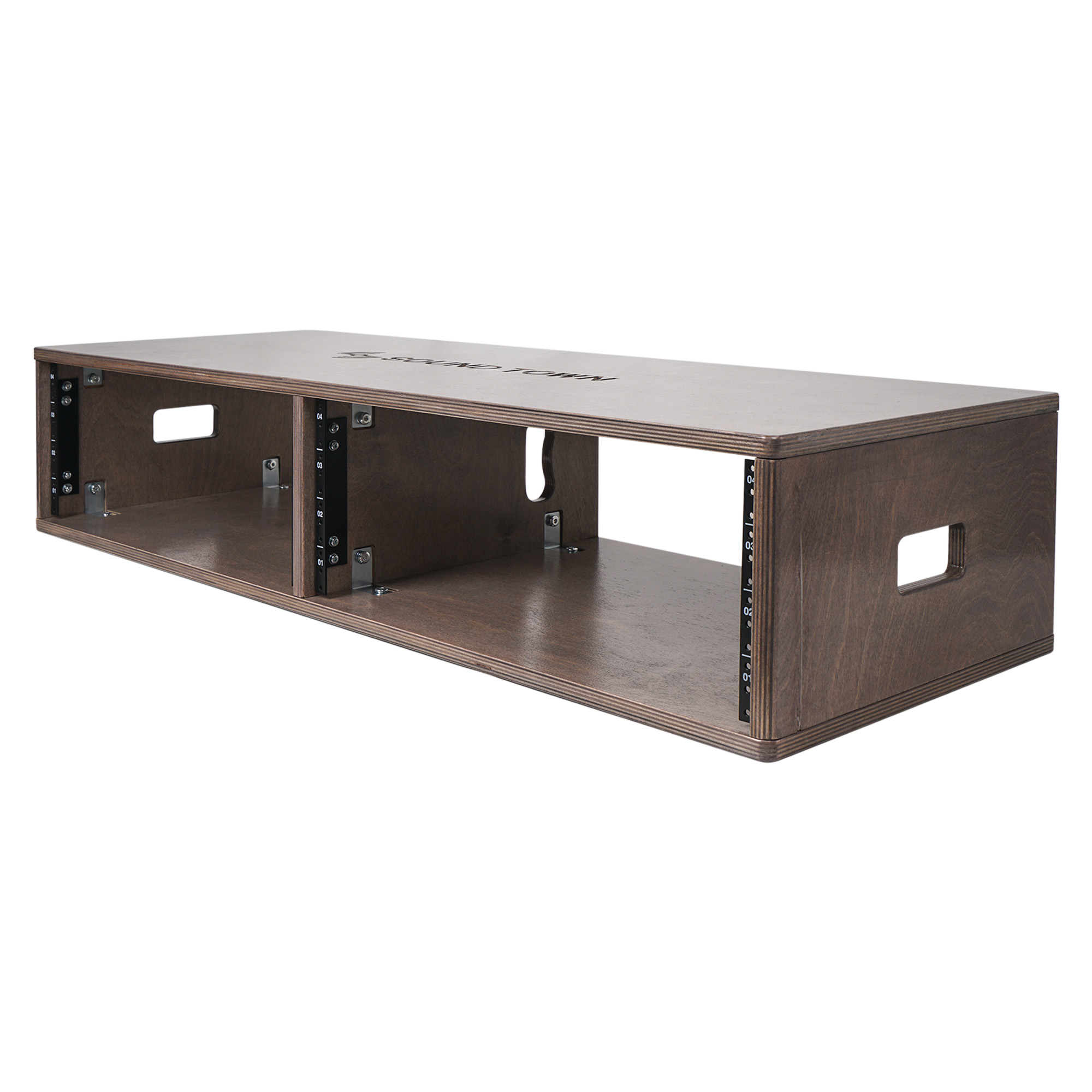 Sound Town DIY 2 x 4U Studio Rack, Plywood, Weathered Gray For Recording Room, Home Studio (SDRK-D4B)