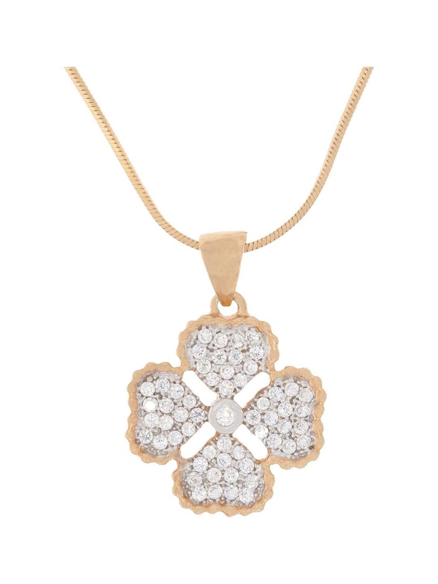 Anayra 92.5 Sterling Silver Flower Heart Pendant with Chain for Women