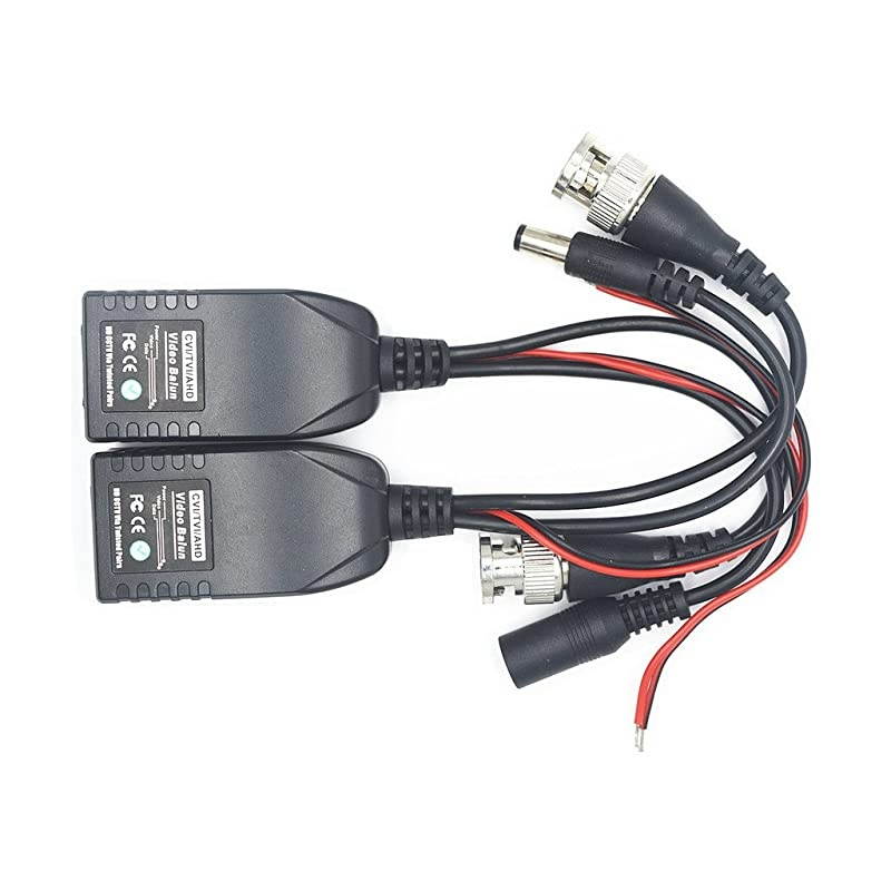 HD CVI/TVI/AHD BNC to RJ45 CAT5 UTP Passive Video Balun with Power Connectors,720P/1080P CCTV PTZ Camera System Transceiver