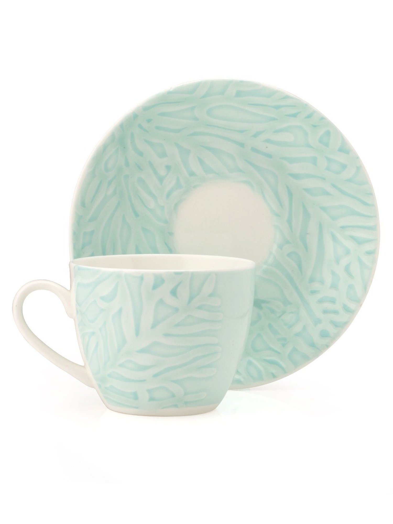 JCPL Fine Printed Green Ceramic Cup & Saucer 180 ml - Set of 12