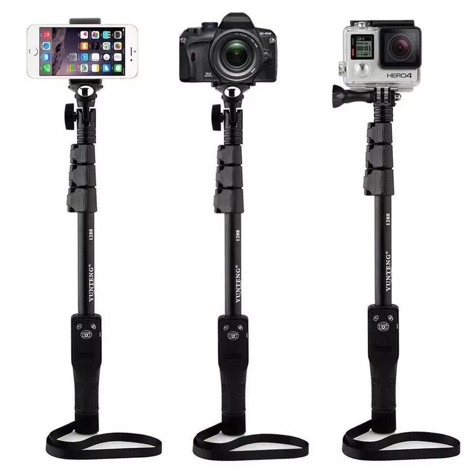Brand 1288 Selfie Sticks Handheld Monopod + Phone Holder + Bluetooth Shutter for iPhone GoPro Camera