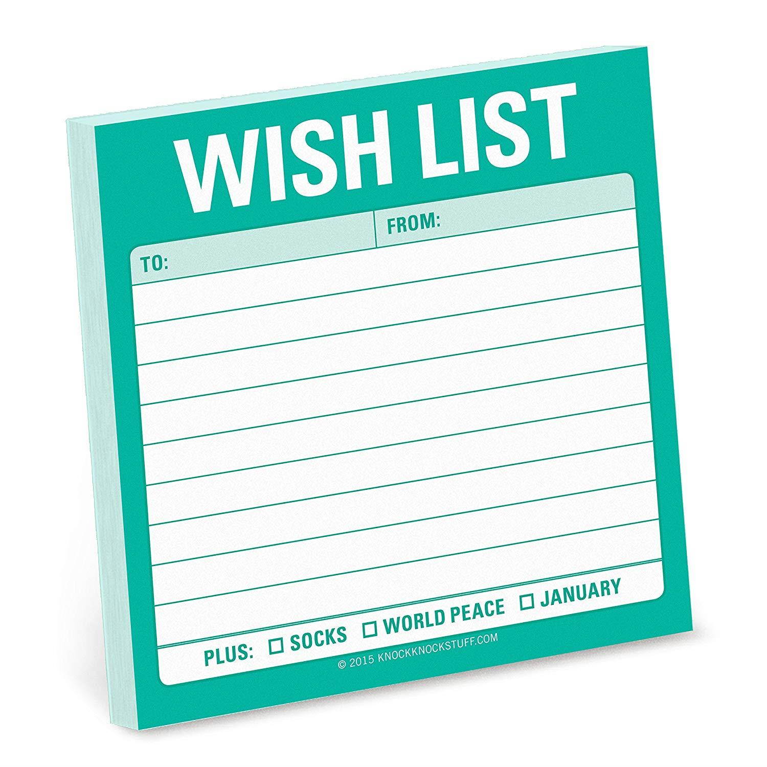 Knock Knock Sticky Note Pad, Wish List (12474)