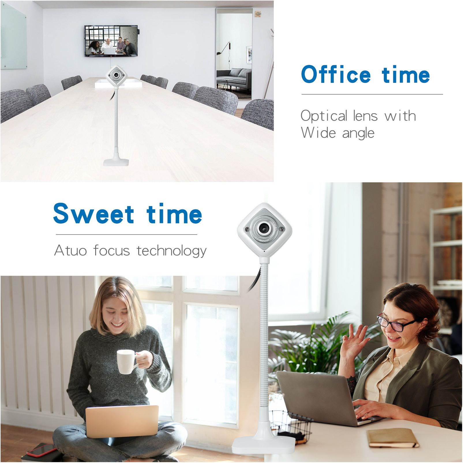 USB Web Camera, HD Webcam with Microphone for PC Computers Laptops, USB Clip-On Web Cam 360 Degree Rotatable for Notebook Laptop