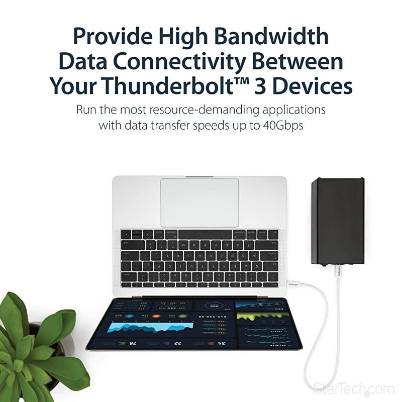 com 40Gbps Thunderbolt 3 Cable 16ft05m White 5k 60Hz4k 60Hz Certified TB3 USBC Charger Cord w 100W Power Delivery TBLT34MM50CW