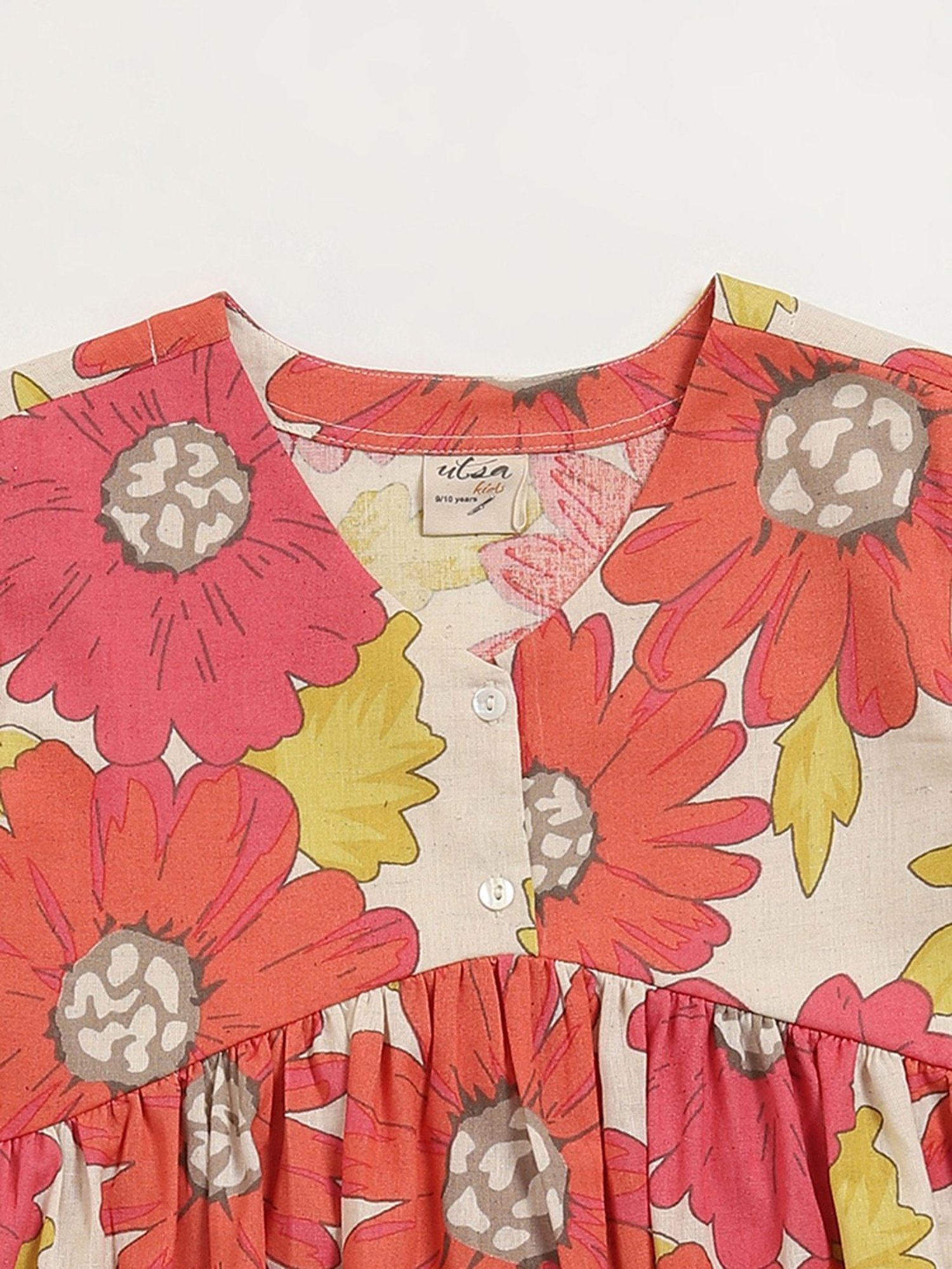 Utsa Kids by Westside Multicolour Bold Floral Print Cotton Blend Dress