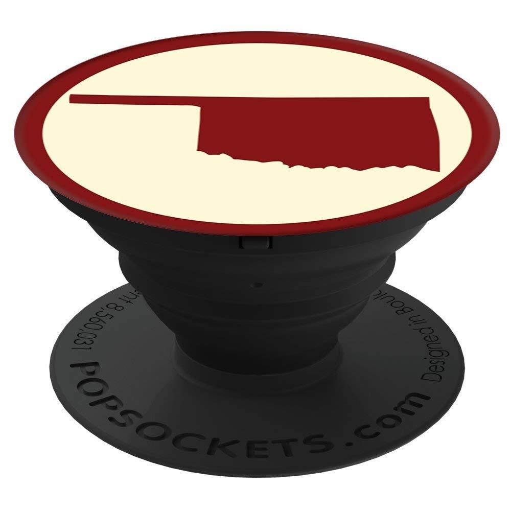 Sassy Southern Charm & Grace Cute Trendy & Unique Cream & Crimson State of Oklahoma on Black for Wireless Phone PopSockets Stand for Smartphones and Tablets