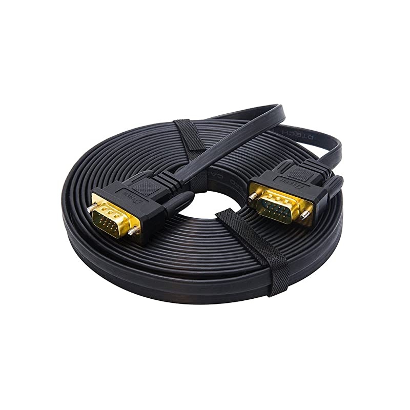 10m Ultra Thin Flat Computer Monitor VGA Cable Long 32 Feet Male to Male 15 Pin Connector Standard SVGA Wire Black