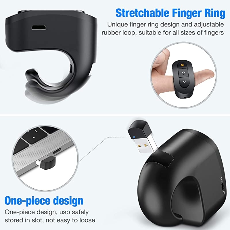 for Bluetooth Presentation Remote Powerpint Clicker RF 24 GHz Dual Modes USB Wireless Presenter Presentation Clicker Slide Advancer for MacKeynotePCPPT