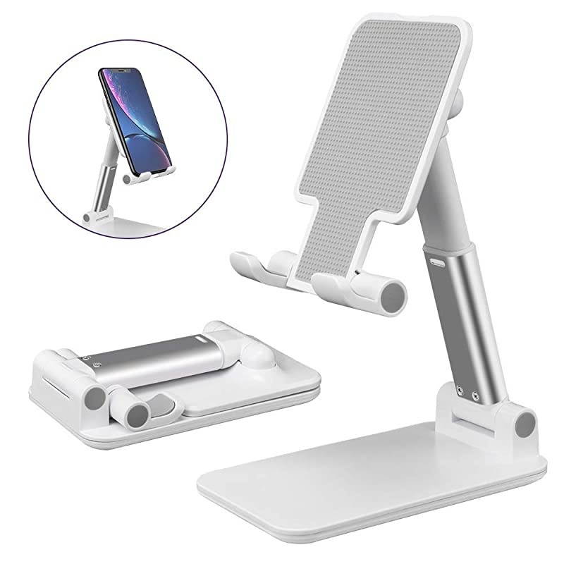 Cell Phone Stand Holder Foldable Cell Phone Stand for Desk Compatible with iPhone 10 11 X Xr Xs max All Mini Samsung Galaxy ipad Smartphones TabletsWhite