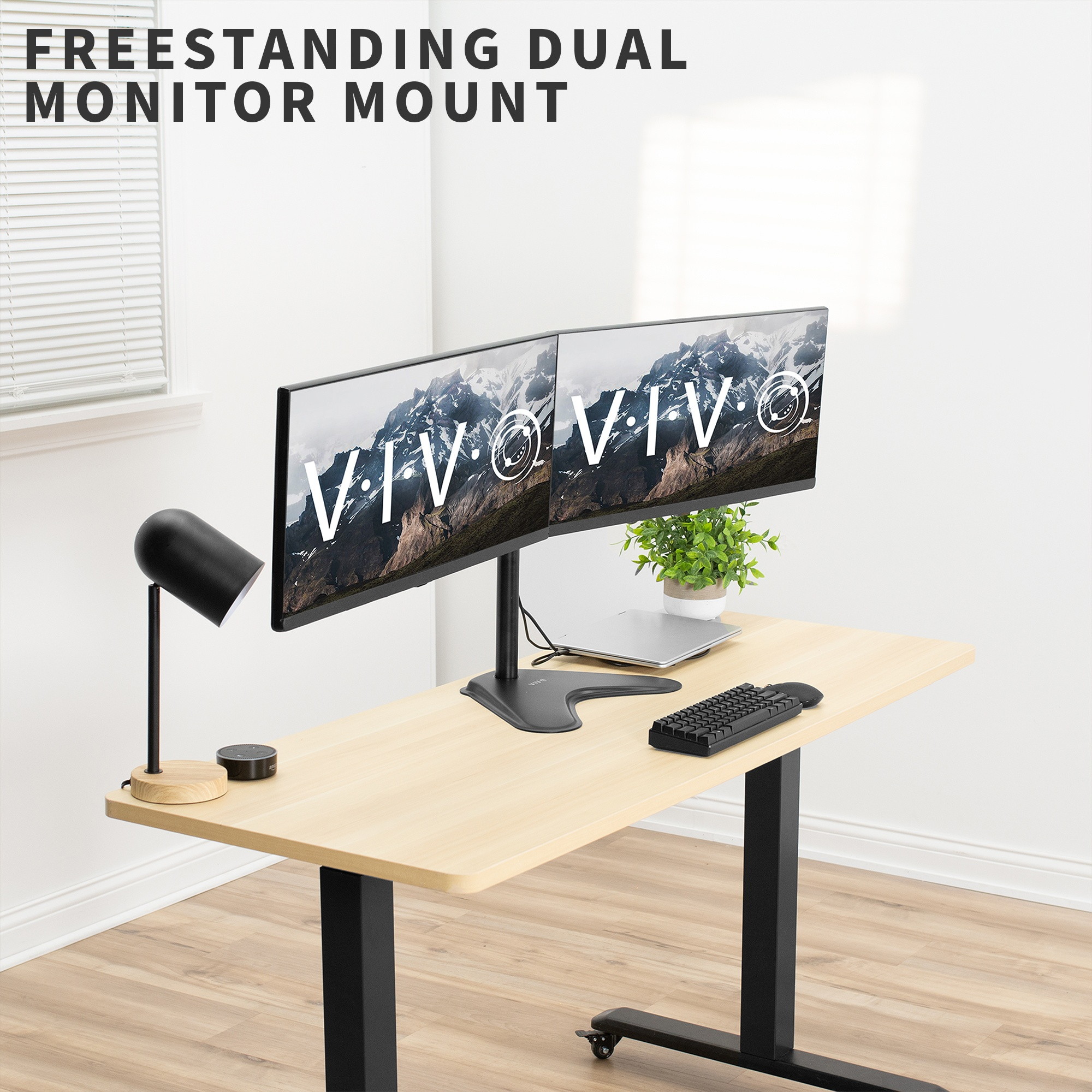 VIVO Dual LCD Monitor Desk Mount Stand Heavy Duty Fully Adjustable Fits 2 Screens up to 27" (STAND-V002)