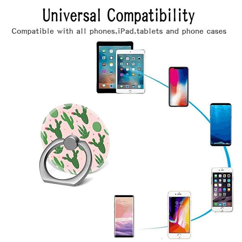 Phone Finger Ring Holder Stand with Car Mount for Smartphone and TabletKickstand 360 Rotation Grip Stand Green Cactus Alpaca