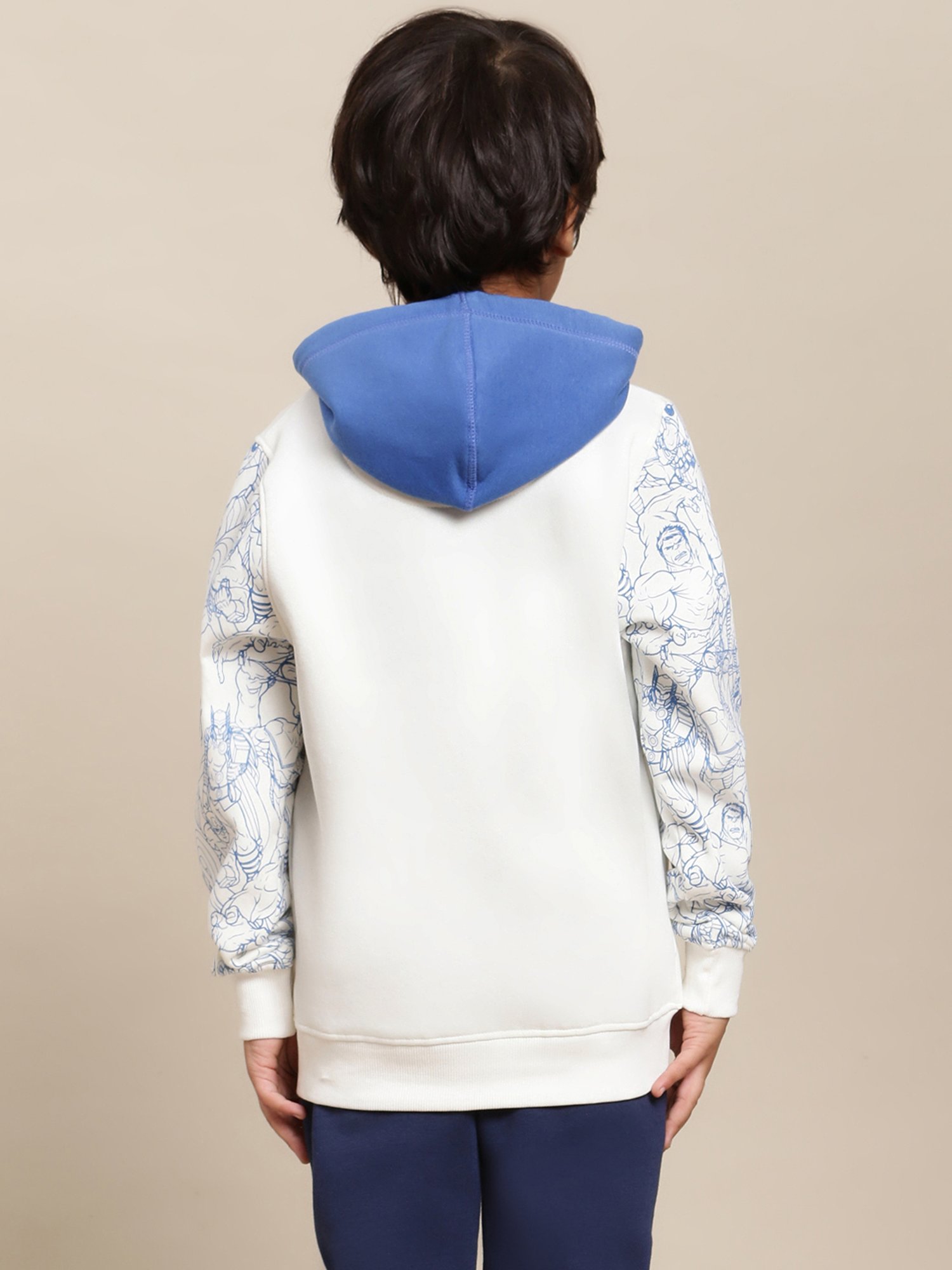 Kidsville Captain America Printed Off White Hoodie For Boys