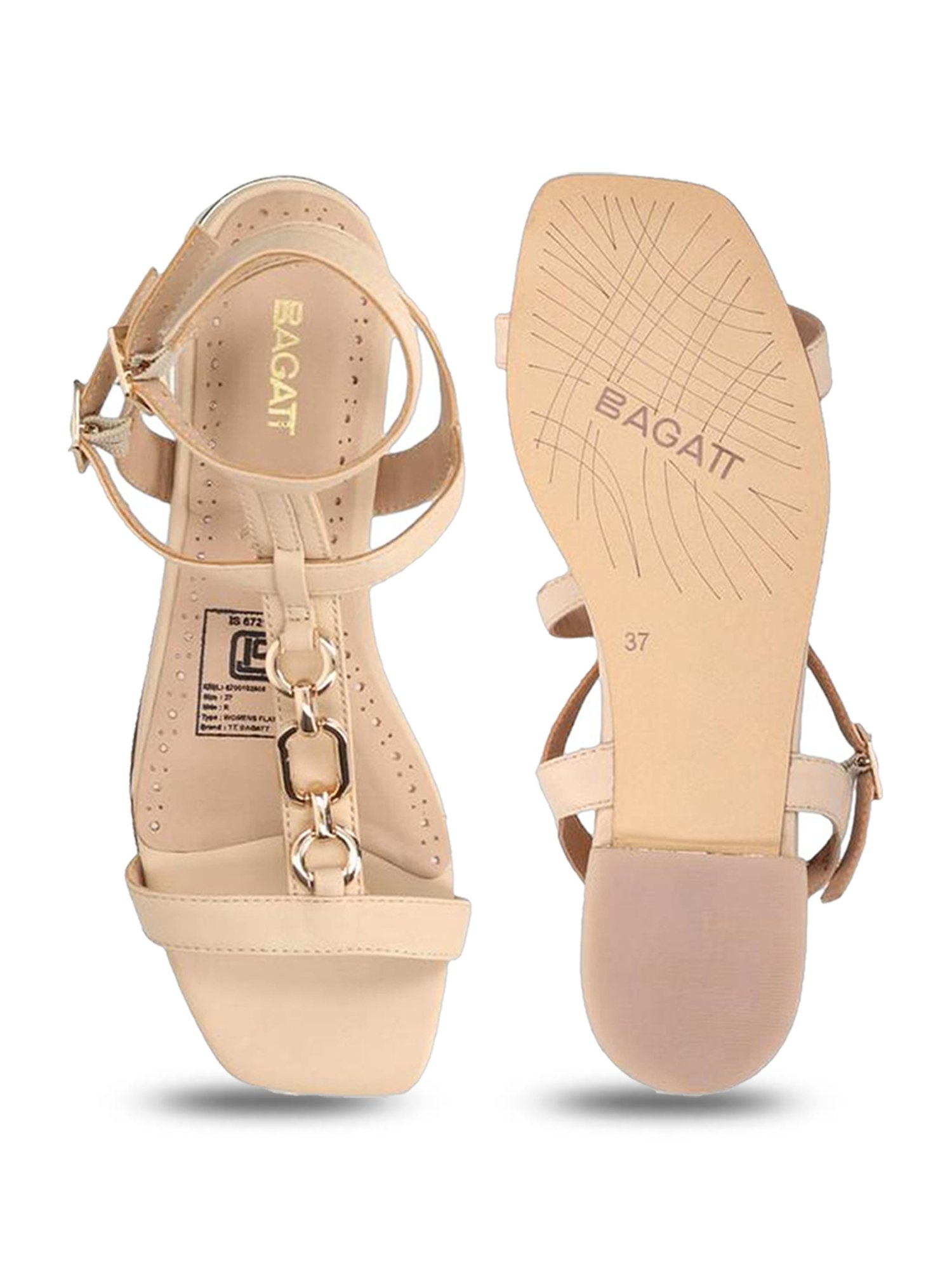 Bagatt Women's Glaze Beige Ankle Strap Sandals