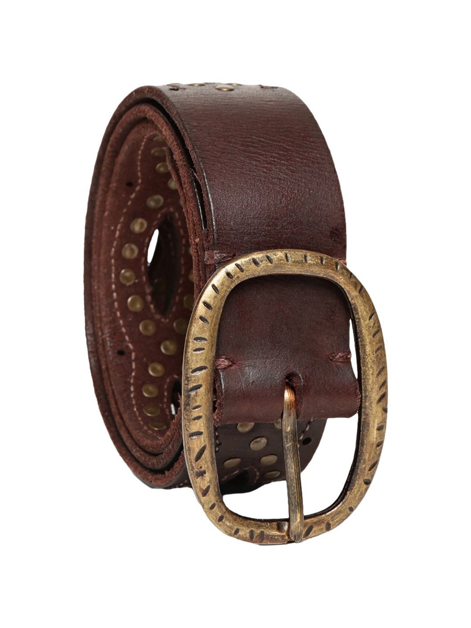 Art N Vintage Dark Brown Leather Waist Belt For Women