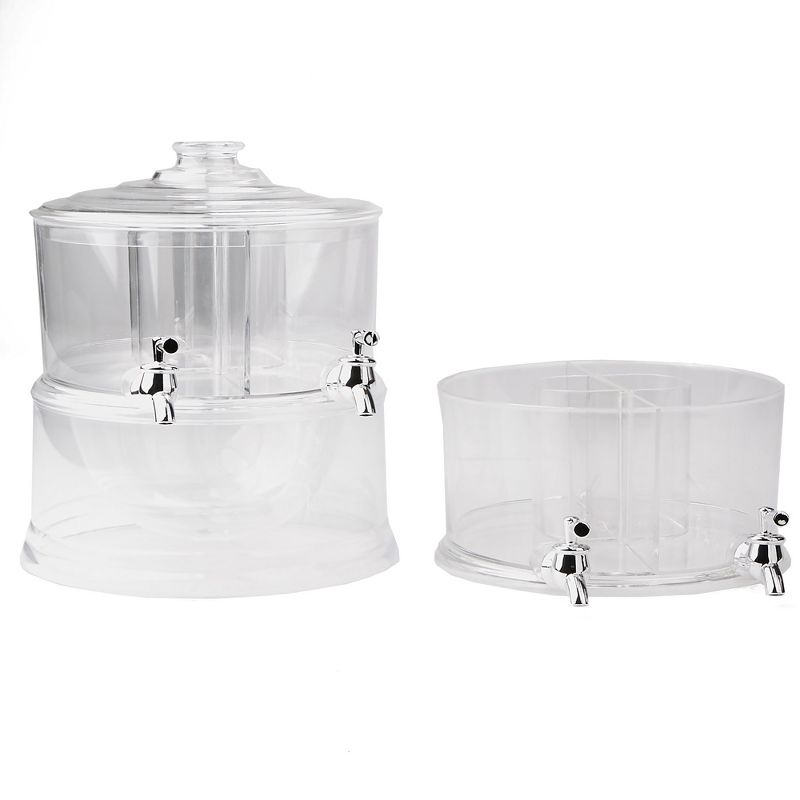 Mind Reader 2 Tier Split Compartment Beverage Drink Dispenser with Spigot and Ice Bucket Bottom