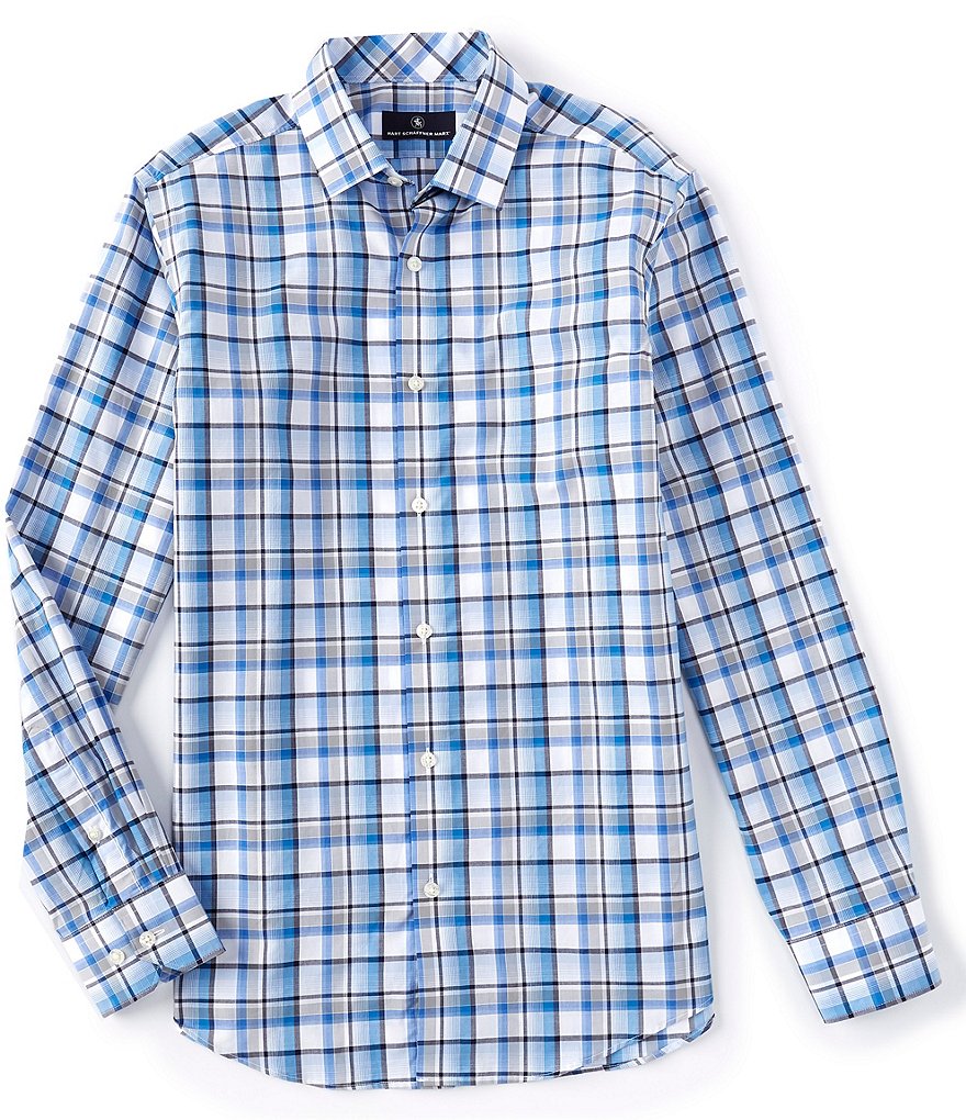 Hart Schaffner Marx Long Sleeve Large Plaid Sportshirt