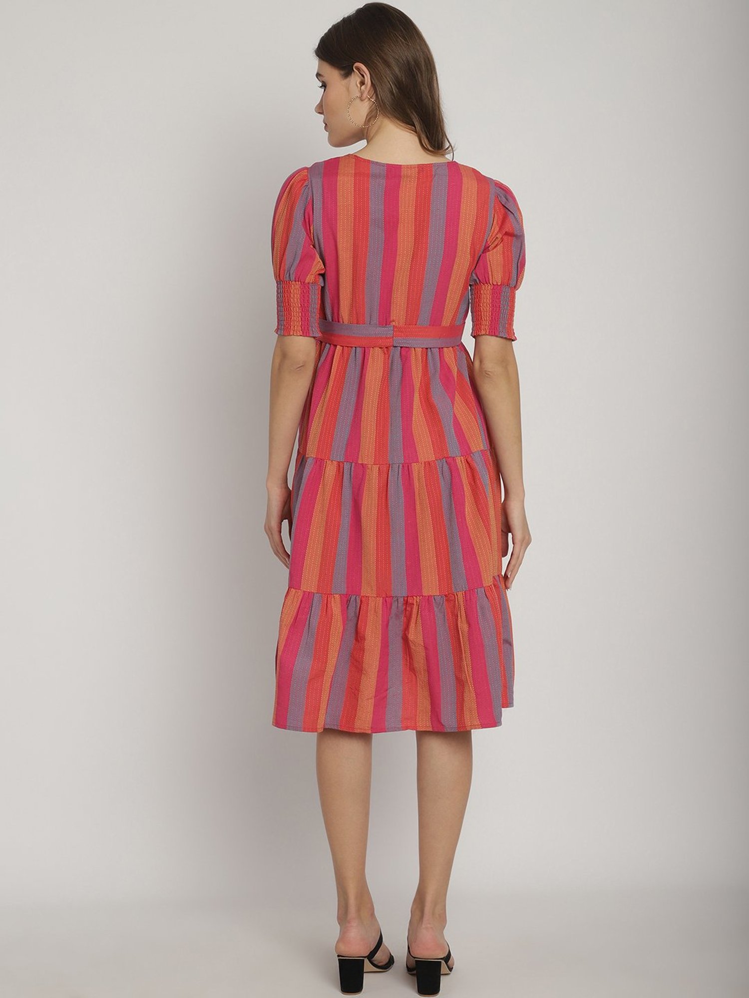 Moms Maternity Multicolor Striped Maternity Midi Dress