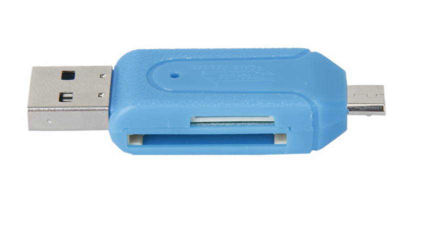 2 in 1 USB OTG TF SD Flash Memory Micro Card Reader Adapter Micro USB Charging Cable For Android Phones and Tablet PC (Black)