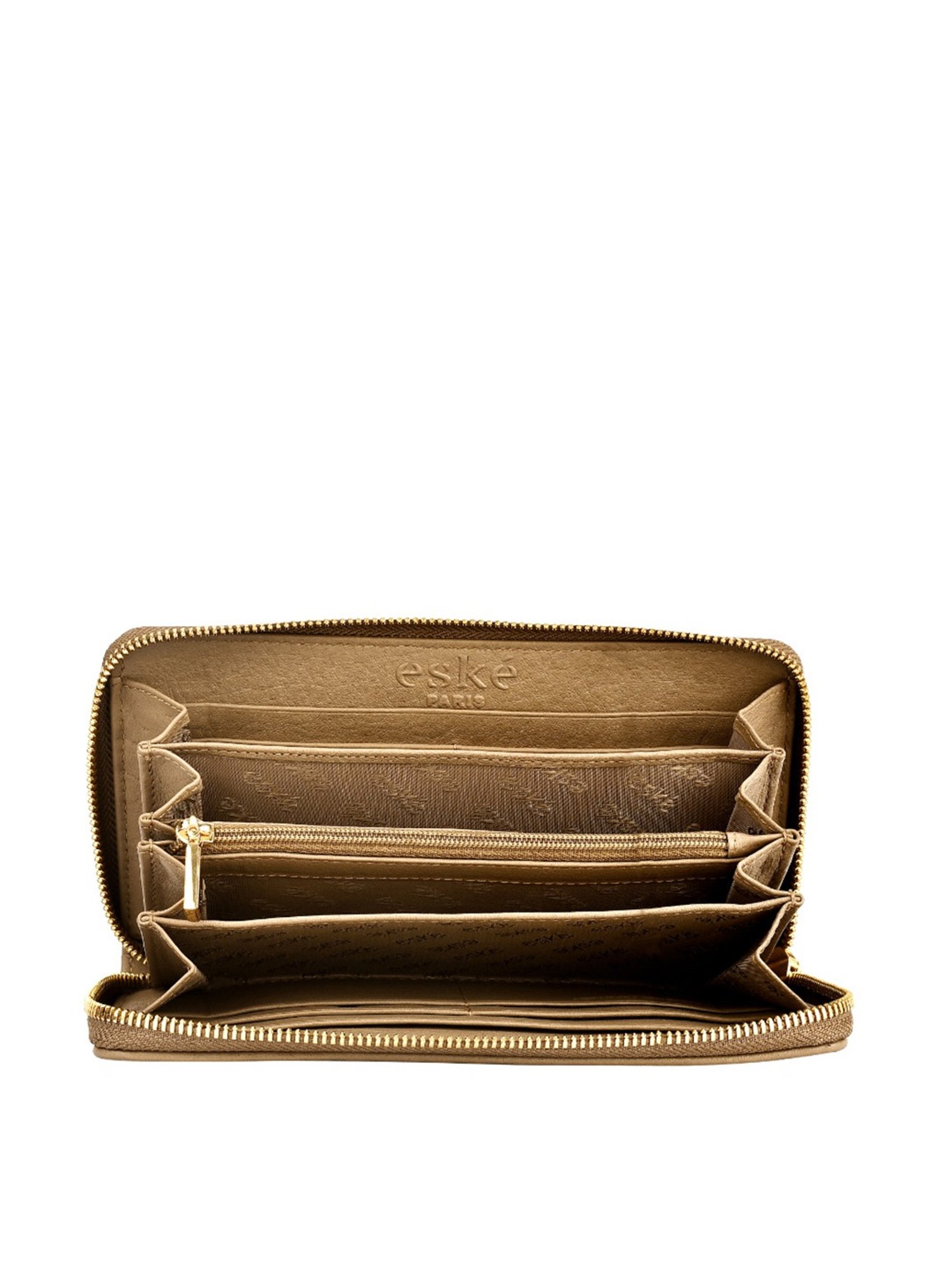 Eske Sophie Stone Brown Textured Zip Around Wallet for Women