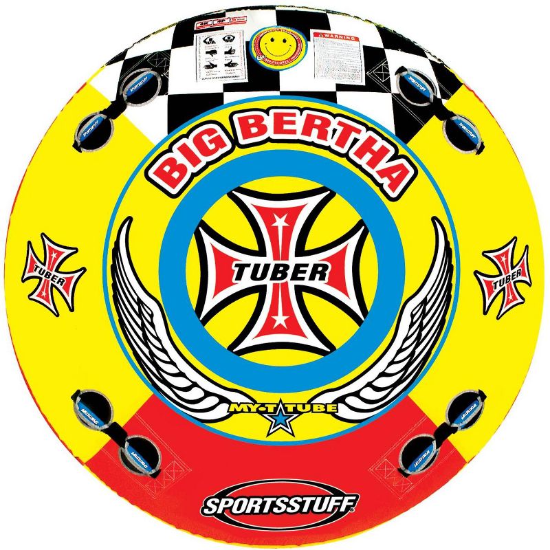 SPORTSSTUFF Big Bertha 53-1329 Towable 1-4 Person Boat Lake Tube w/ 60' Tow Rope