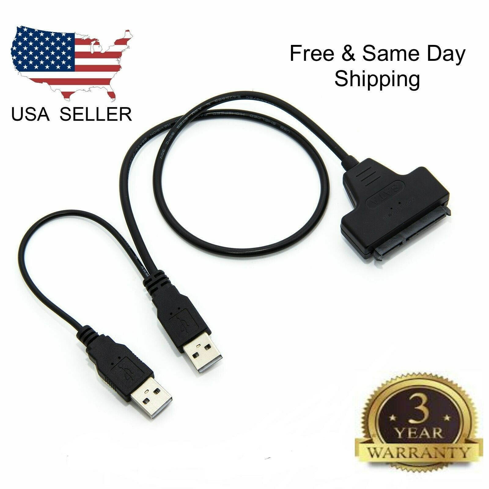 USB 2.0 to 2.5inch HDD 7+15pin SATA Hard Drive Cable Adapter for SATA SSD  HDD