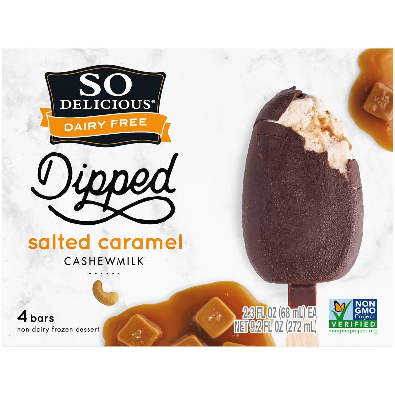 So Delicious Dipped Salted Caramel Cashew Milk Non-Dairy Frozen Dessert Bar - 4ct/ 9.2oz