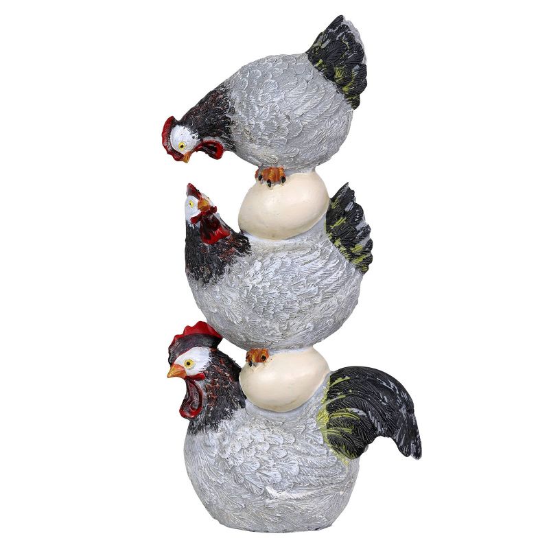 12.4" Resin Stacked Chicken and Egg Statue Black/White/Gray - Exhart