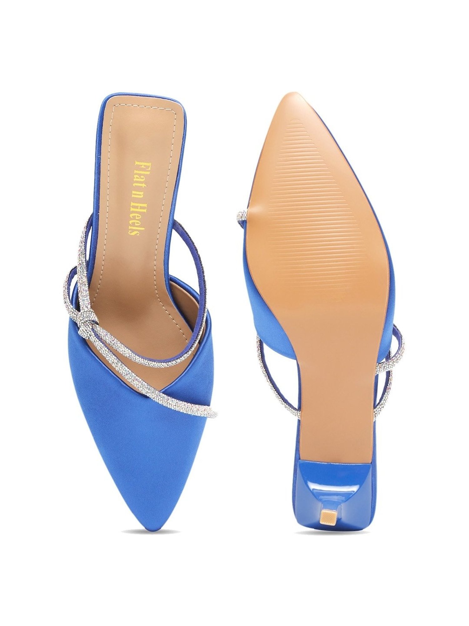 Flat N Heels Women's Blue Mule Stilettos