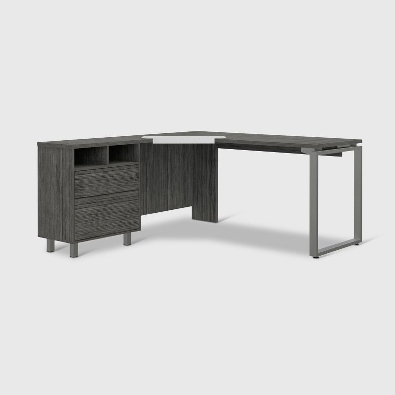 Emery L Shaped Desk with Drawers Gray Oak - RST Brands