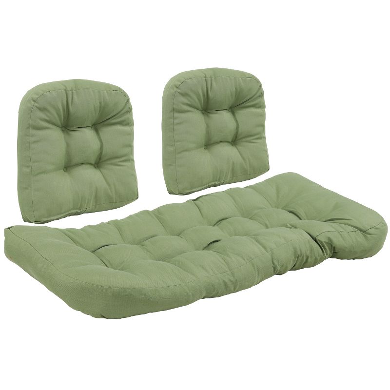 Sunnydaze Indoor/Outdoor Olefin Polyester Replacement Settee Back and Seat Cushion Set for Bench, Couch, or Loveseat - Green - 3pc
