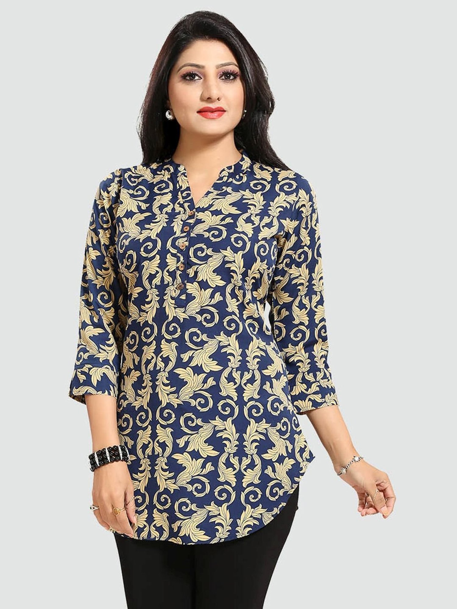 Saree Swarg Blue Printed Tunic