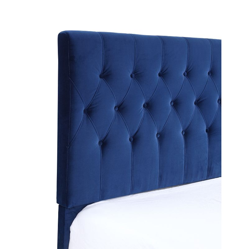 Wallace & Bay Dalton Twin Velvet Upholstered Bed Headboard and Footboard for Low Profile Box Spring or Foundation, Cobalt
