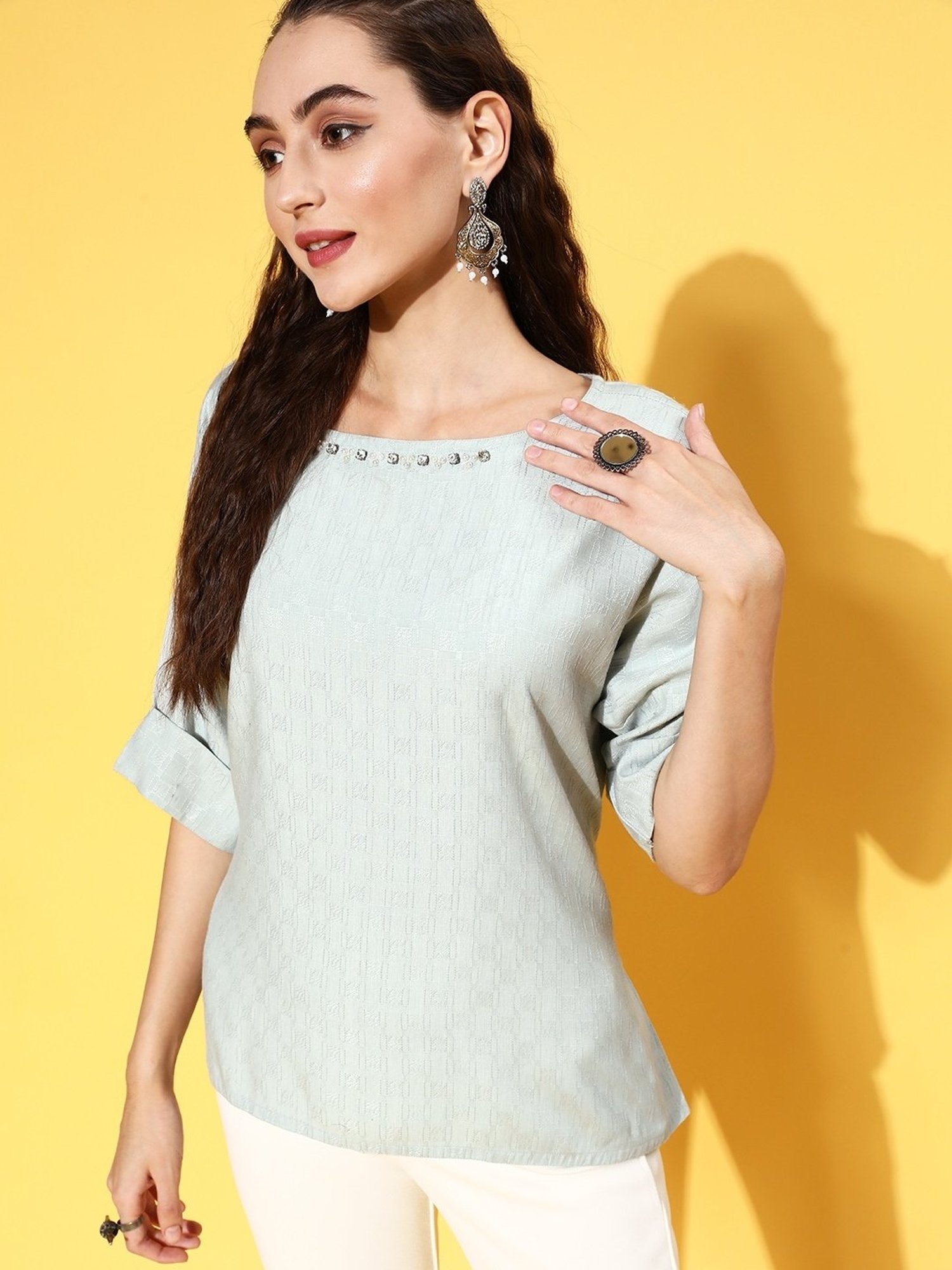 Jaipur Kurti Blue Regular Fit Top